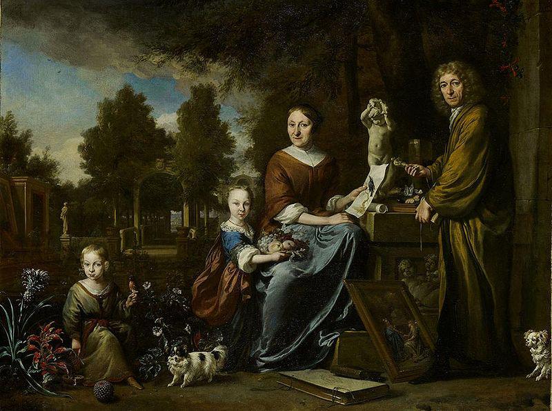 Jan Weenix Agneta Block and her family at their summer home Vijverhof with her cultivated pineapple China oil painting art